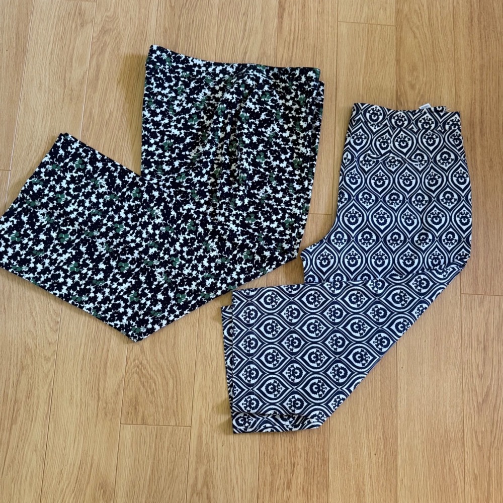 2 Boden Wide Leg Trousers Pants 18 Black Green Floral Navy Geometric Stretch